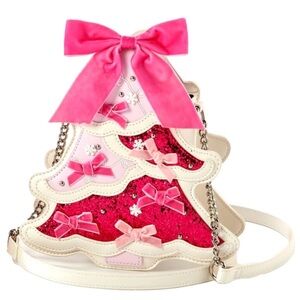 Betsey Johnson Pink and White Christmas Tree Crossbody Purse (NWT)